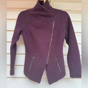 Nordstrom Halogen Wool Blend Dark Maroon Moto Jacket, Size XS (fits Small also)